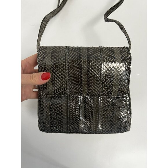 Pantera VINTAGE Grey GENUINE SNAKE SKIN Leather SHOULDER HANDBAG CROSSBODY BAG - Picture 12 of 12
